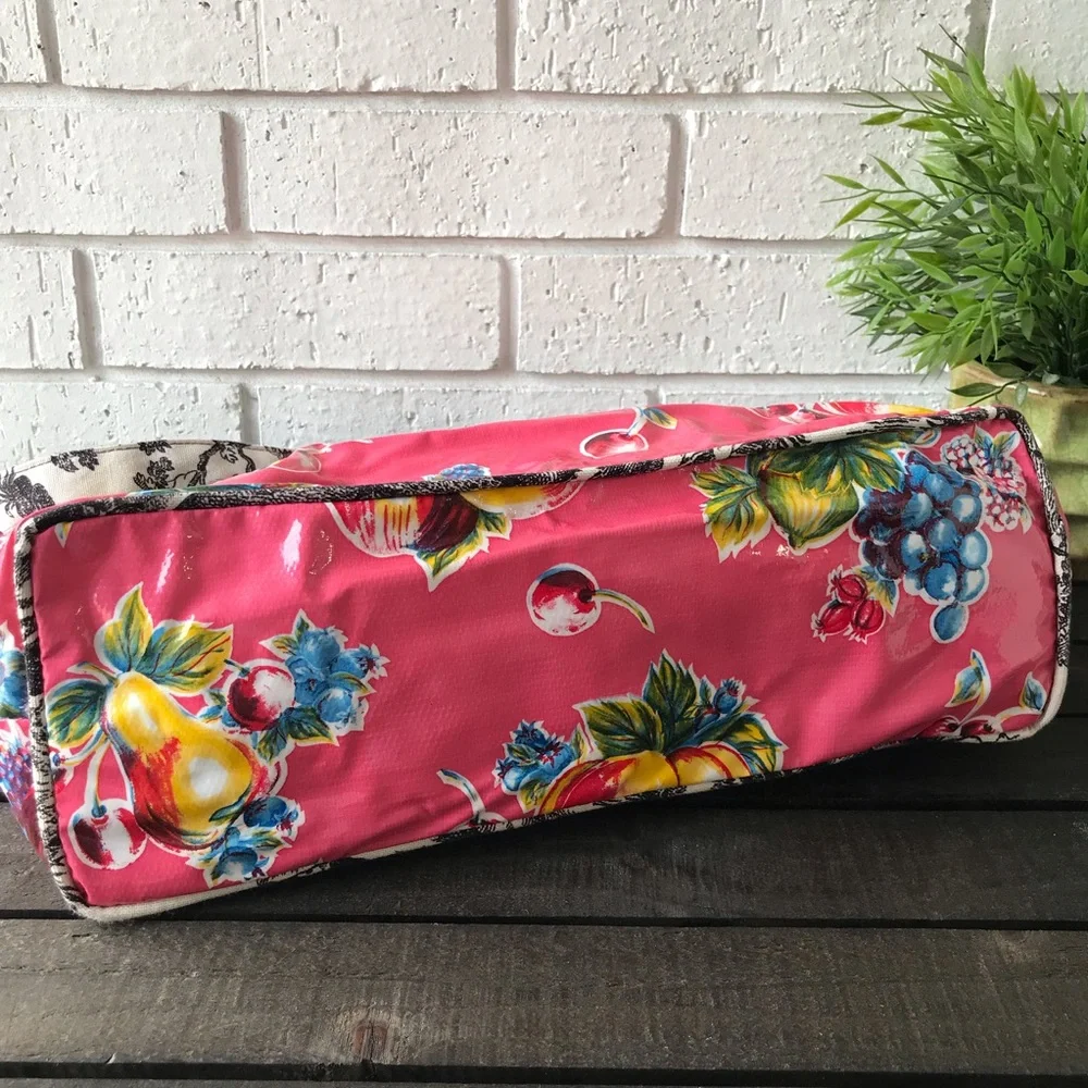 The Roost Company Floral Toile Coated Canvas Diaper Bag Shopper Tote - Picture 5 of 8